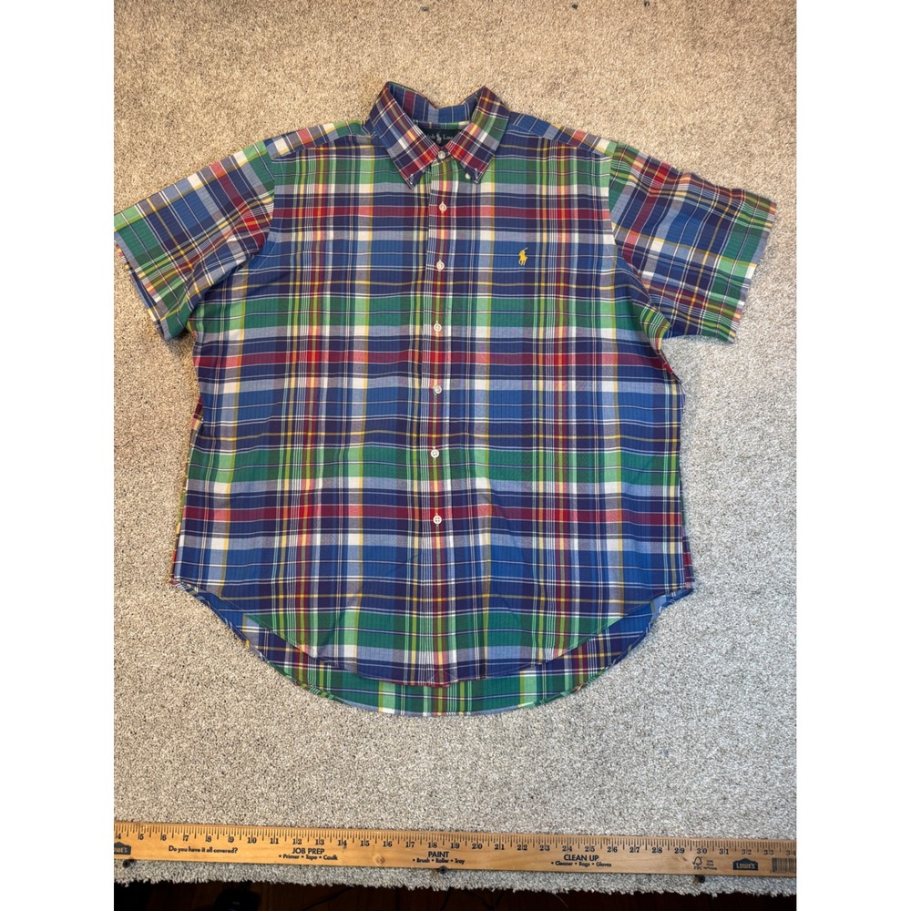 Polo Ralph Lauren Mens XL Classic Fit Plaid Short Sleeve Button Down Shirt